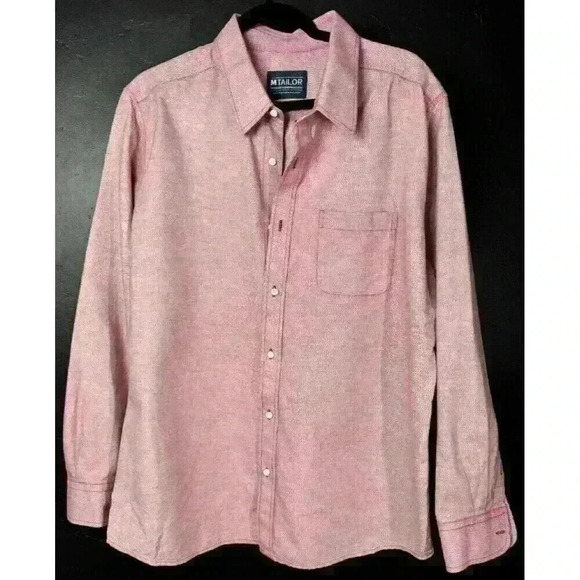 M Tailor Button Up Shirt Men's Small Red White Color Blend Button Collar XXL - Picture 1 of 6